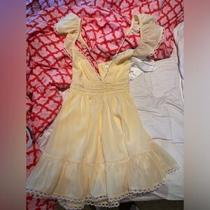 Lucy in the sky yellow ruffle mini dress